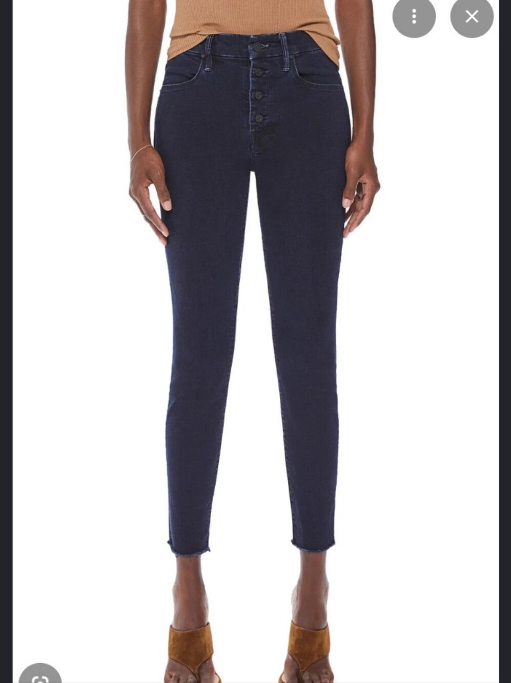 Mother The Pixie Ankle Fray Jeans Holding Hands Deep Indigo